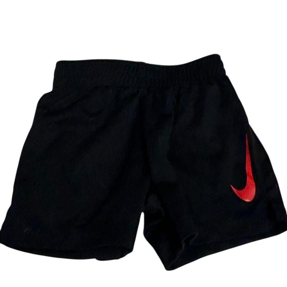 Nike black athletic shorts w/red swoosh boys 12 Month